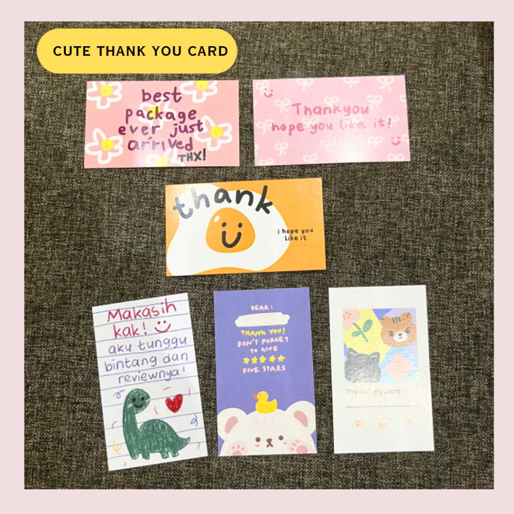 

Cute Thank You Card Thanks Card Kartu Terimakasih Kartu Olshop