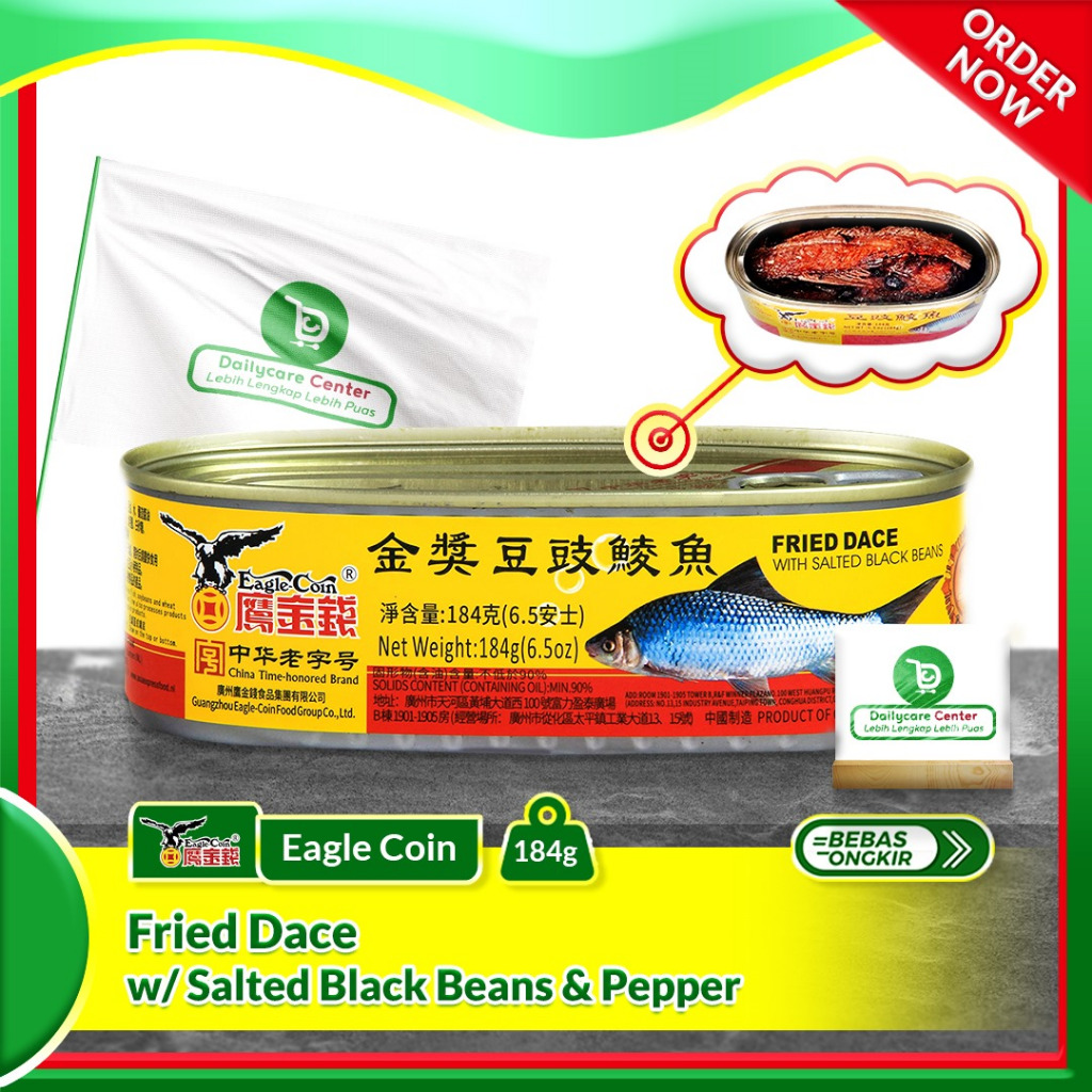 

HALAL -Eagle Coin Fried Dace with Salted Black Beans / Ikan Tausi Kaleng 184gr
