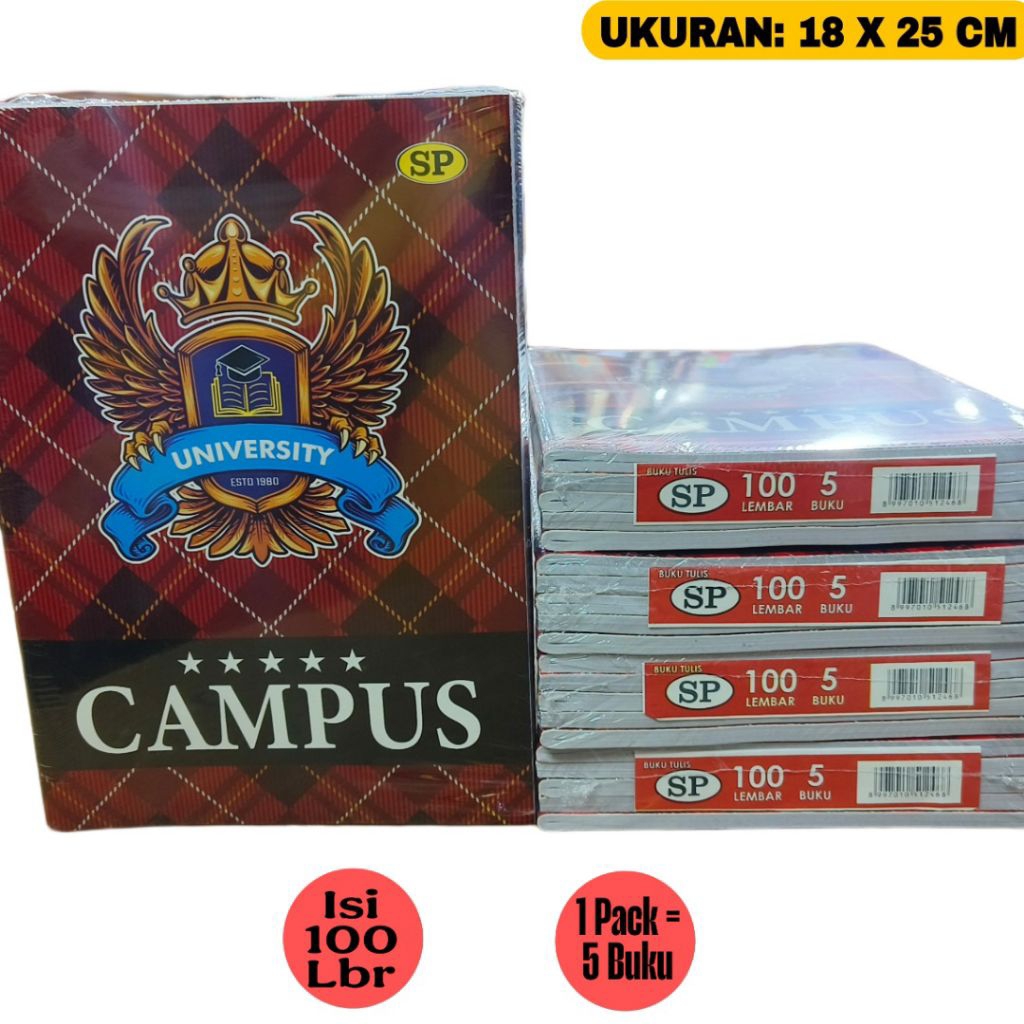 

Buku Tulis Campus PANJANG Isi 100 Lembar 1 Pack (5 Buku)