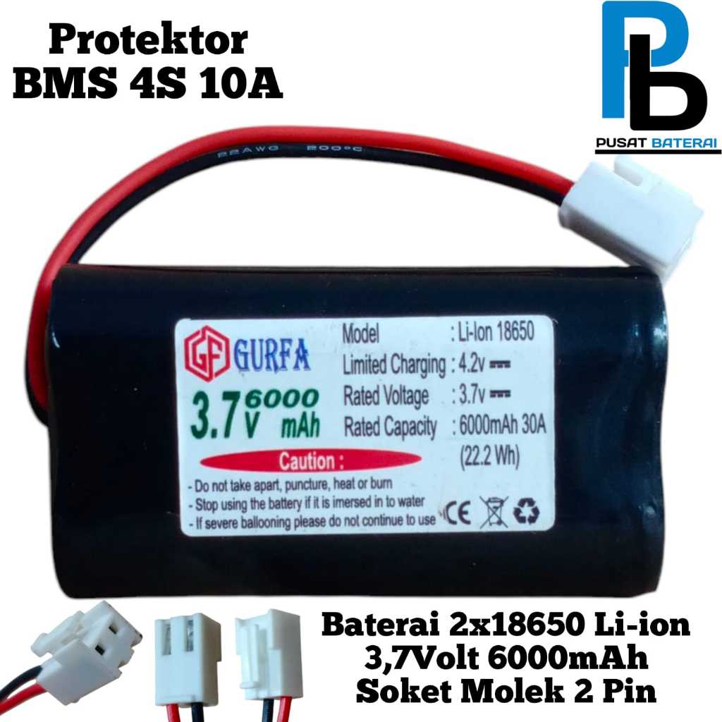 Baterai Speaker JBL Dan Elektronik Lainnya Type 2X Li-ion 18650 6000mAh 3,7Volt BMS 1S 3A