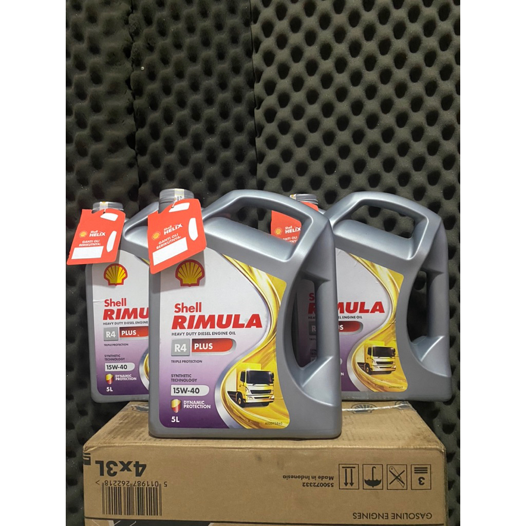 1 Dus (3 Galon) Oli Shell Rimula R4 Plus 15W-40 Diesel 5 liter