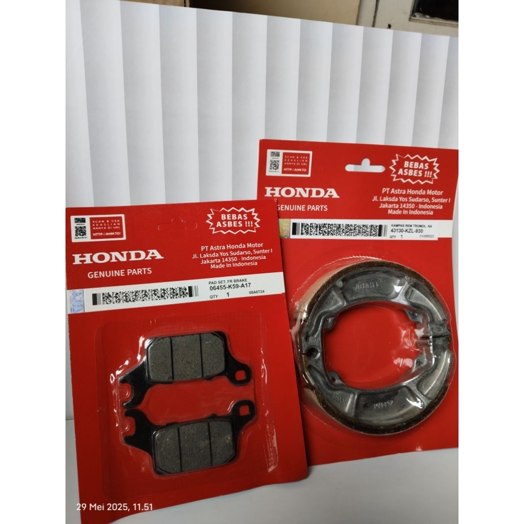 KAMPAS REM DEPAN DAN BELAKANG SATU SET MOTOR HONDA METIK GENIO BEAT DELUX BEAT NEW SCOOPY DONAT