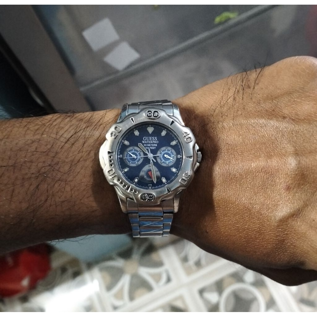 jam tangan ORIGINAL GUESS WATERPRO VINTAGE BLUE DIAL