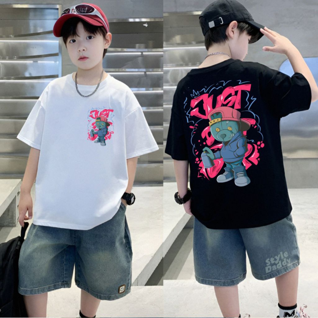 COD/Kaos JUST Anak Laki Laki/Umur 6 -13 tahun/Katun Combed 24s/Baju Kaos Distro Anak Laki Laki Lenga