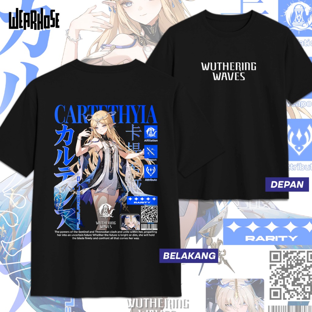 KAOS CARTETHYIA WUTHERING WAVES WUWA DB Kaos Fleurdelys Kaos Distro Anime Game Unisex Pria Wanita At