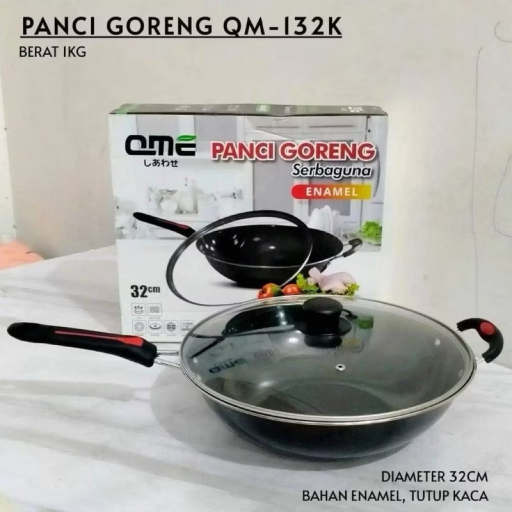 Panci wajan goreng penggorengan serbaguna non stick anti lengket tutup kaca /wajan anti lengket anti