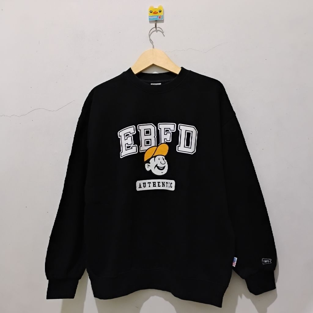 crewneck sweater EBFD Hitam pekat L 100%ORi istimewa