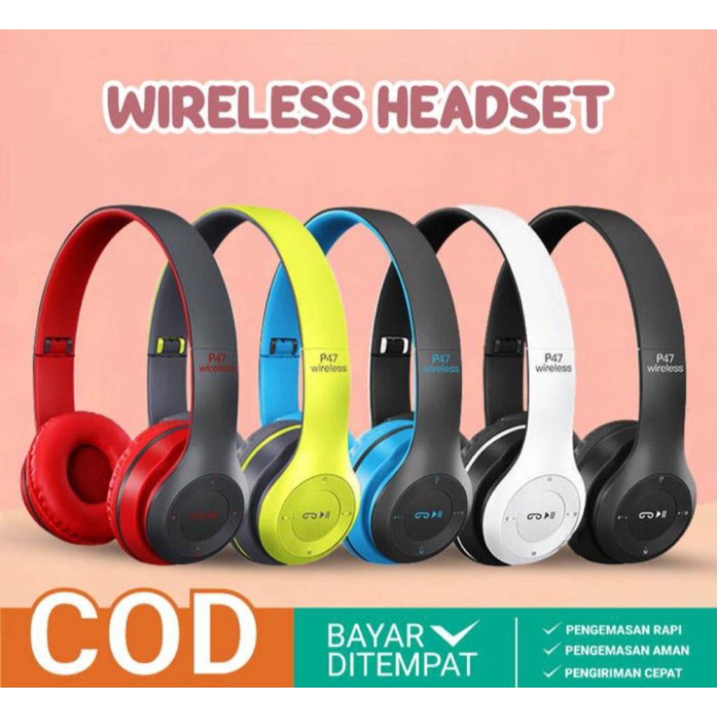 Earphone Bluetooth P47 PRO PURE  BASS KUALITAS BAGUS