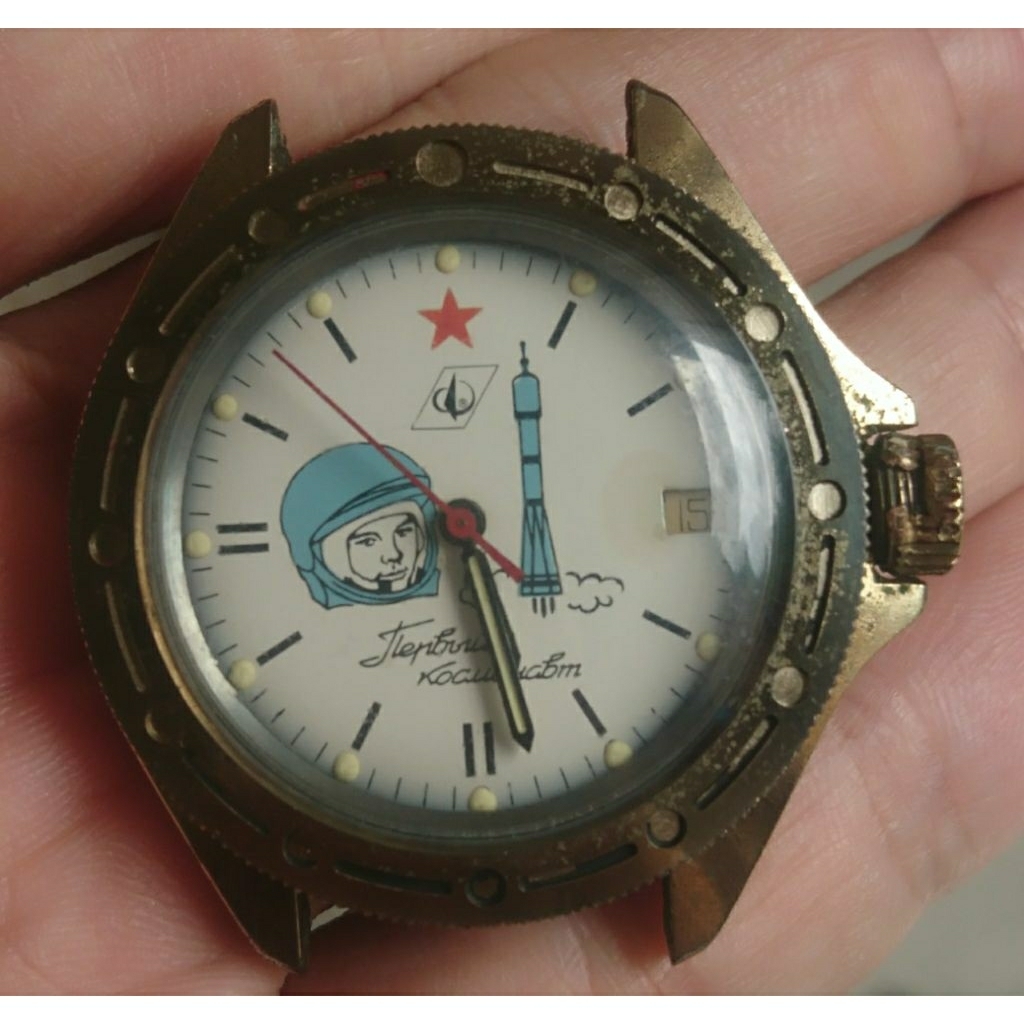 Kepala Jam Tangan Antik Rusia Vostok Boctok Yuri Gagarin Kondisi Rusak Mati