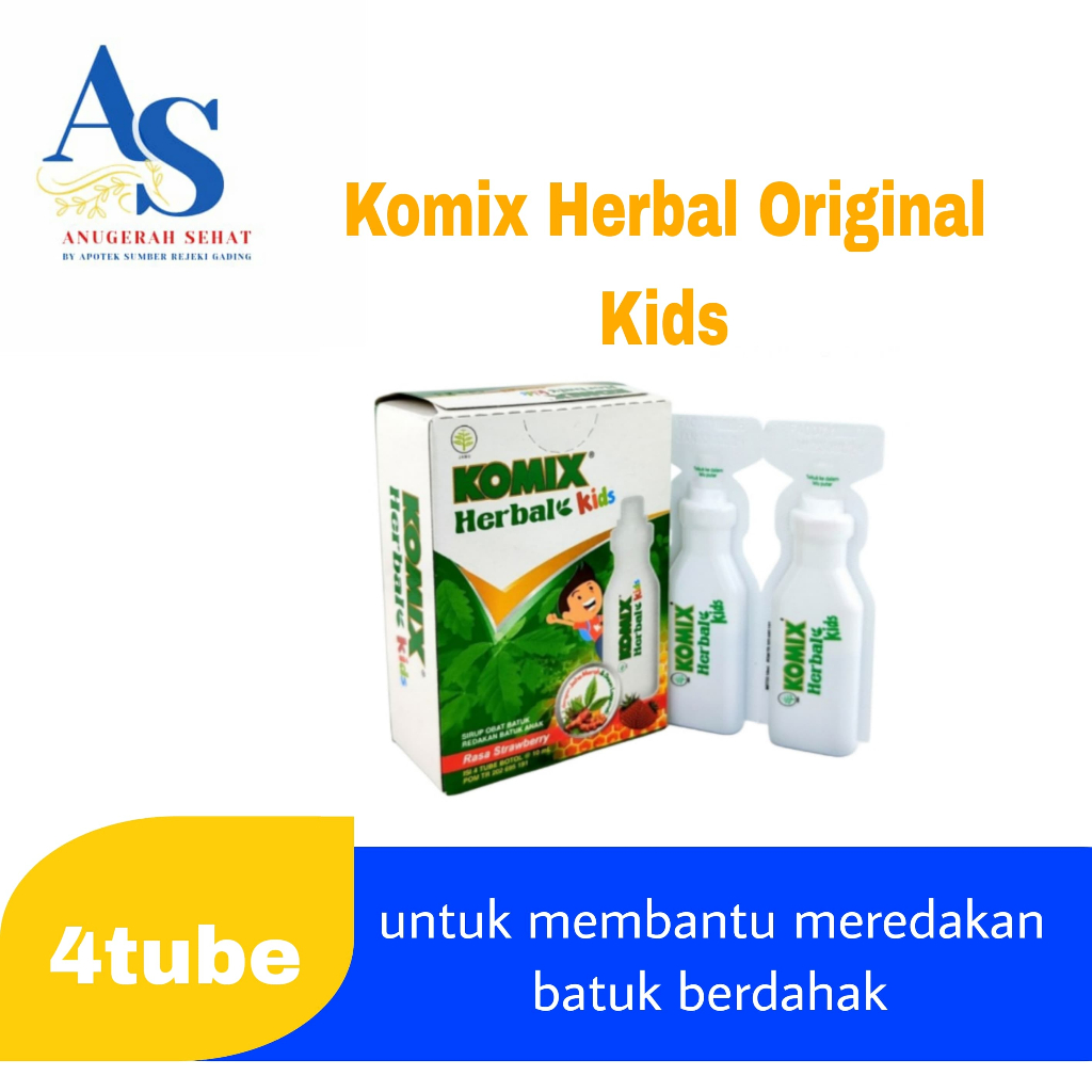Komix Herbal Kids Tube 10 ML / Box 4 Tube - Untuk Meredakan Batuk Anak