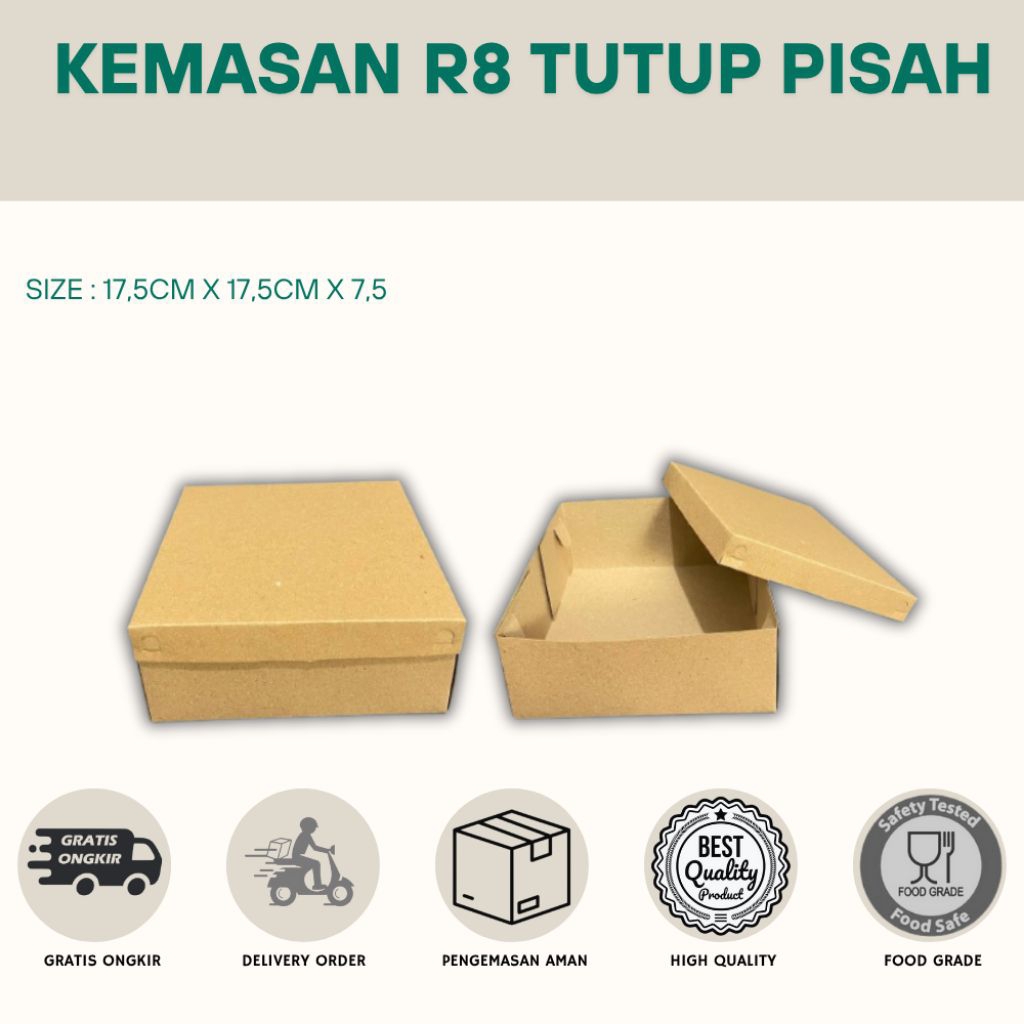 DUS KOTAK NASI CRAFT R8 TUMBU - KOTAK NASI R8 TUTUP PISAH - KEMASAN KOTAK KUE