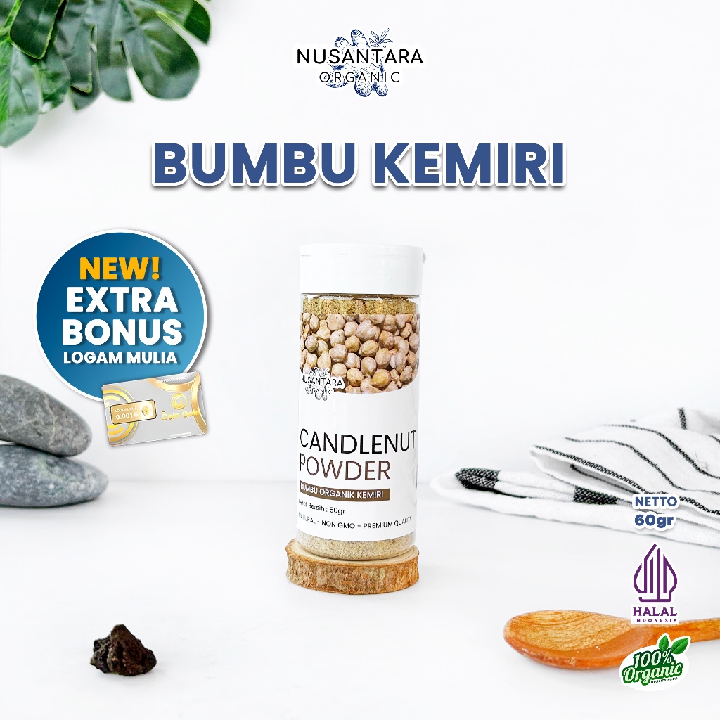 

Nusantara Organic Kemiri Bubuk Candlenut Powder Murni Tanpa Campuran Bumbu Masak Organik 60gr