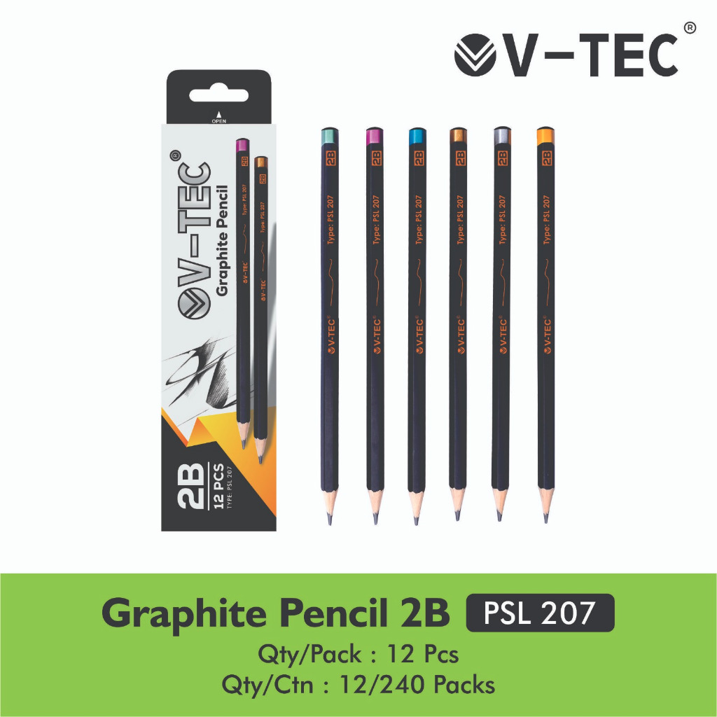 

(1 PACK 12 PCS) PENSIL 2B V-TEC PSL 207 / VTEC PSL207 PENCIL KAYU PENA ORIGINAL MENULIS GRAPHITE MENGGAMBAR SKET SKETCH ANAK ALAT TULIS SEKOLAH KULIAH ATK KANTOR STATIONERY MURAH / MITRA ABADI KATALOG JOGJA