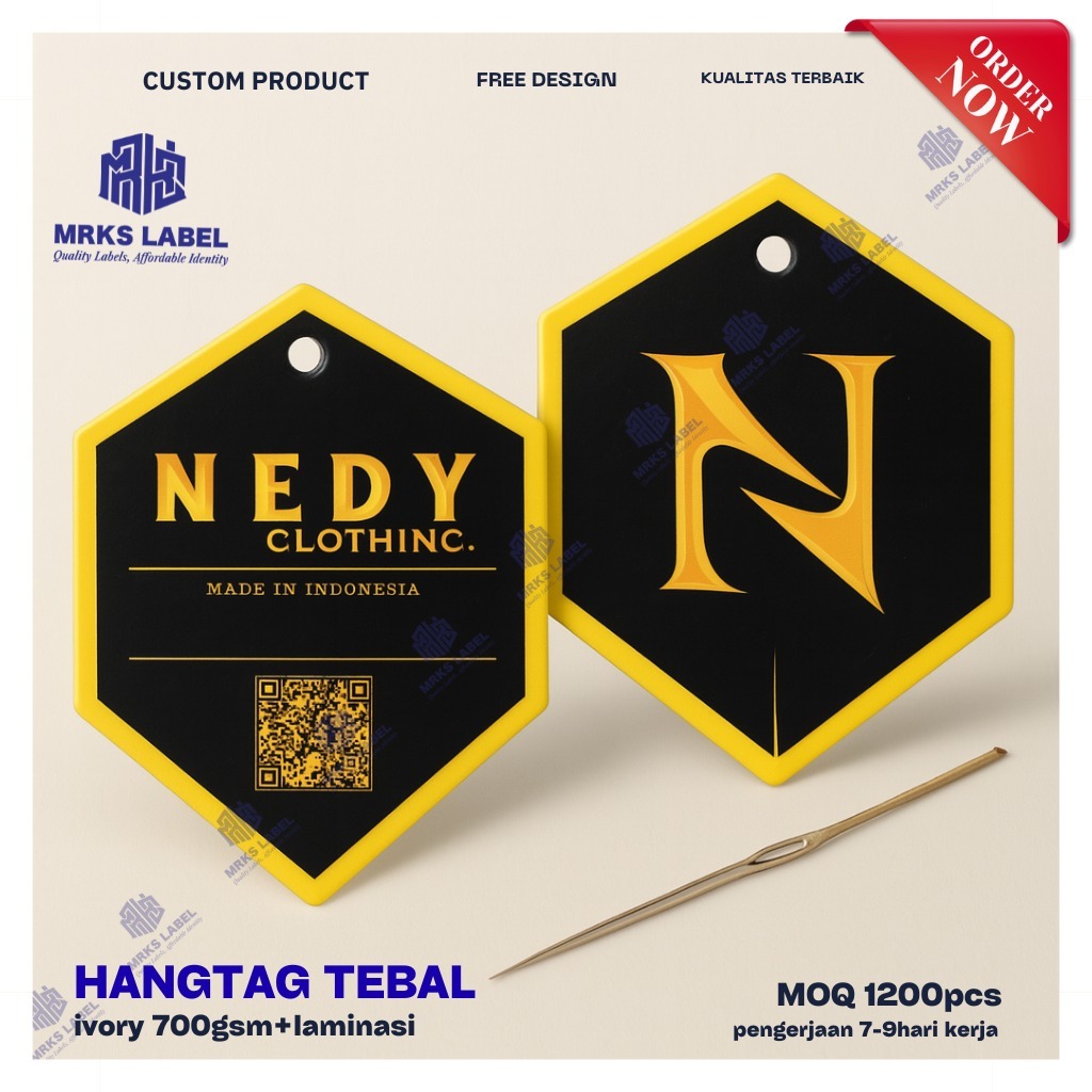 

Hangtag Premium Tebal 700gsm – Label Baju Distro & Fashion, Free Desain Custom
