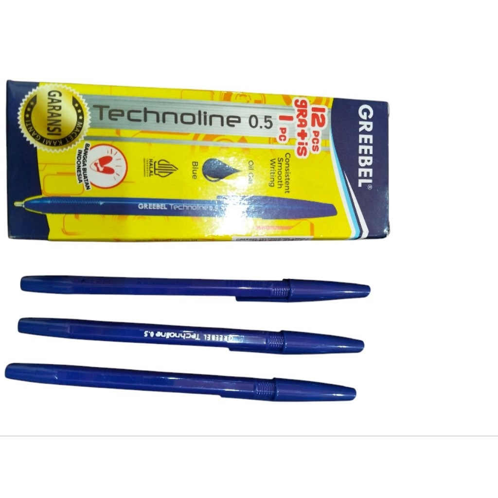 

Pulpen (Lusin)Greebel Technoline 0.5mm Biru Ballpoint Halus 12+1 pcs Gratis 1 Pulpen Kantor & Sekolah - Alat Tulis Kantor/ATK Murah Medan