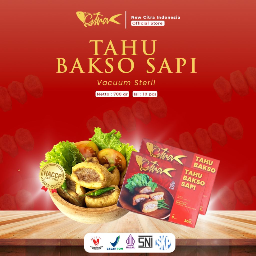 

Tahu Bakso Sapi Kemasan Vacuum Sterilisasi (tahan hingga 1 tahun disuhu ruang)