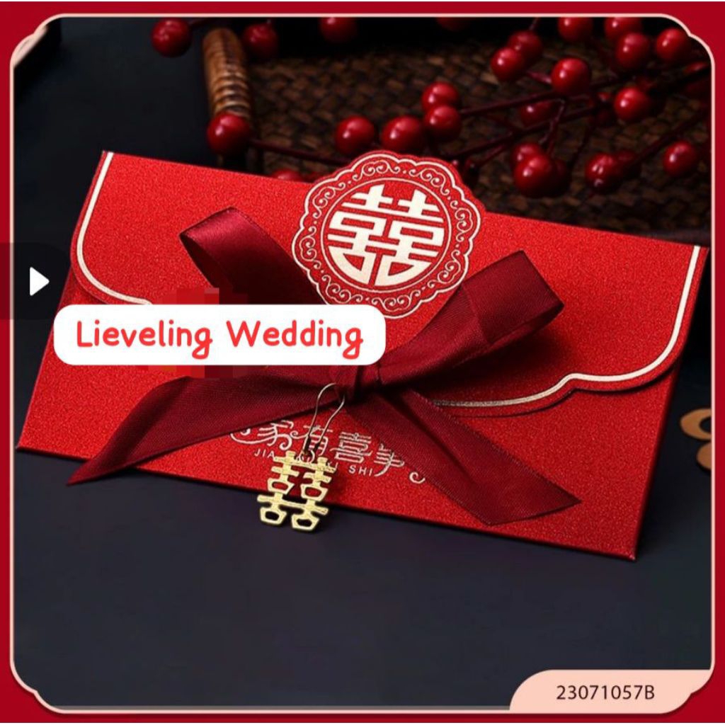 

lieveling Angpao Wedding Chinese Gliter Kertas Angpao Wedding Panjang Angpao Pernikahan / Sangjit Dengan Hiasan Gantungan