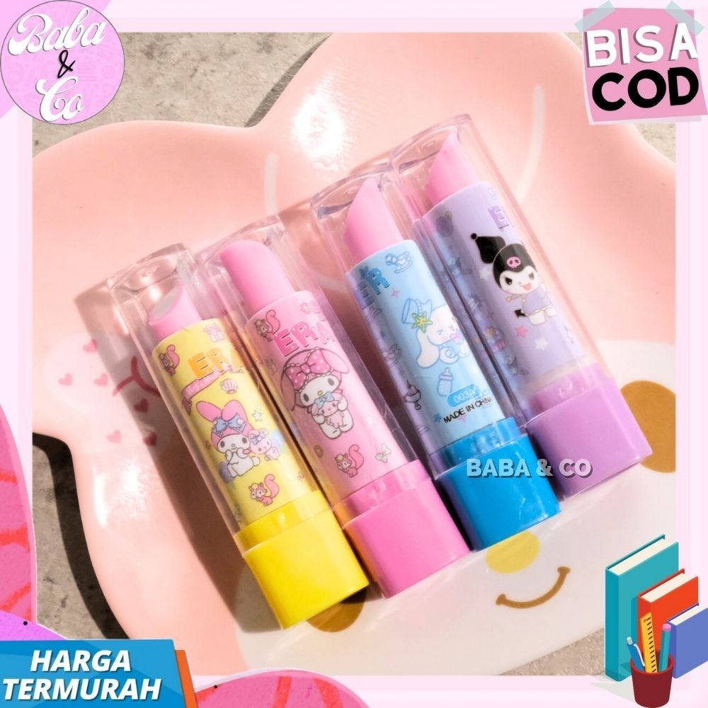 

PENGHAPUS LIPSTIK SANRIO IMUT LUCU PENGHAPUS PENSIL BENTUK LIPSTIK SANRIO UNIK LIPSTICK ERASER