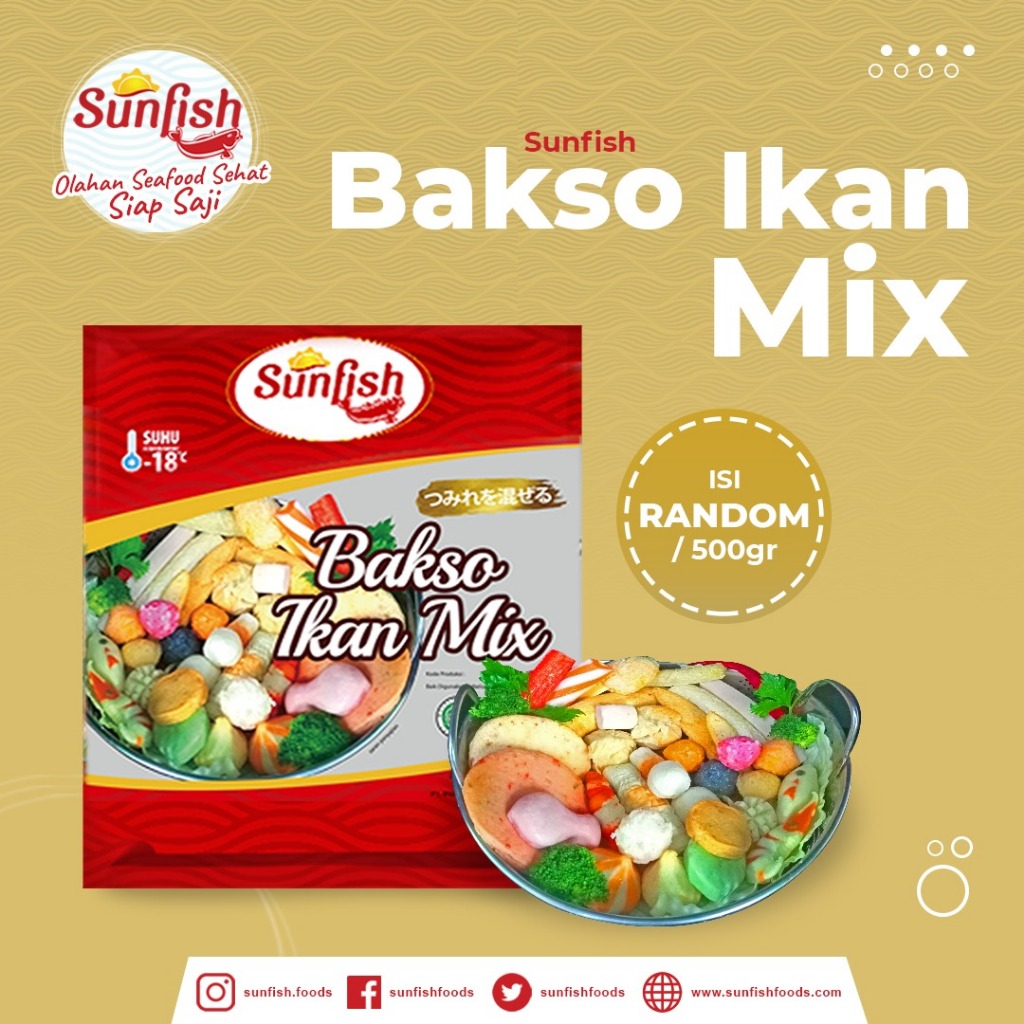 

SUNFISH BAKSO IKAN MIX 500GR / SUNFISH MIX SEAFOOD