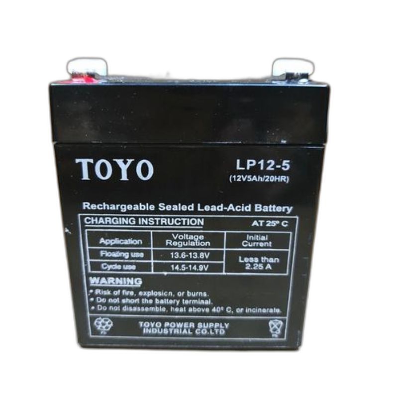 Aki Kering Toyo LP12-5 Baterai UPS, Mobil Motor Anak 12V Volt 5Ah Ampere  Rechargeable Sealed Lead-A