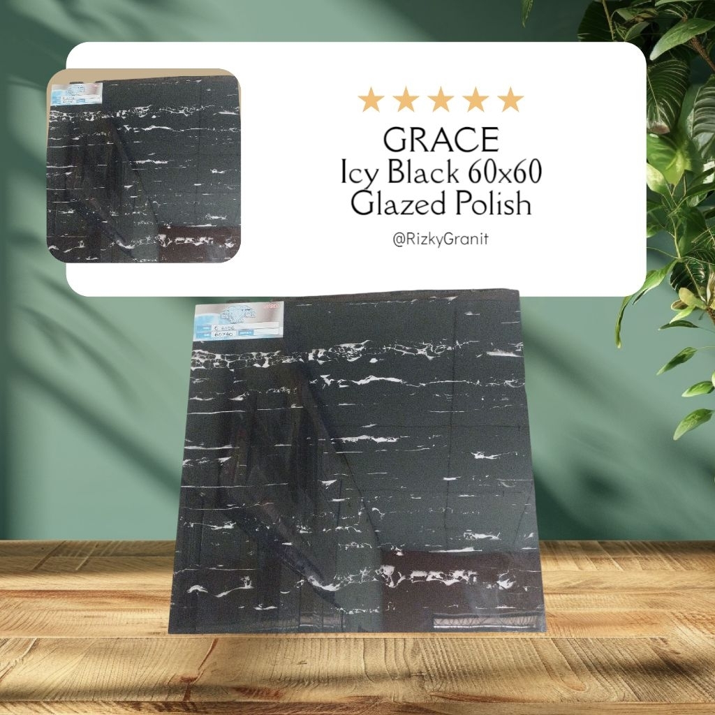 Granit Lantai 60x60 GRACE Icy Black