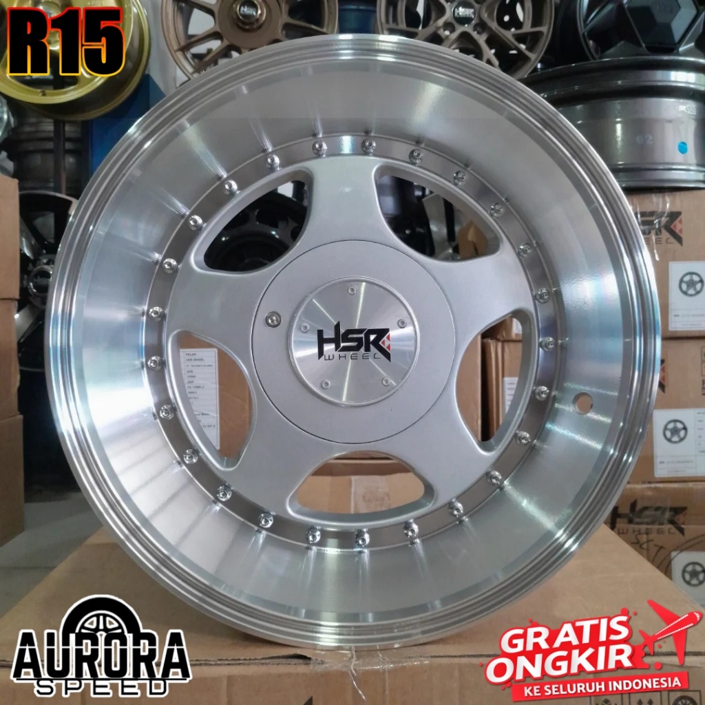 Velg celong ring 15 lebar 7/8 HSR PERUGIA R15 Silver mobil Avega,Ayla,Agya,Brio,March,Mirage,Karimun