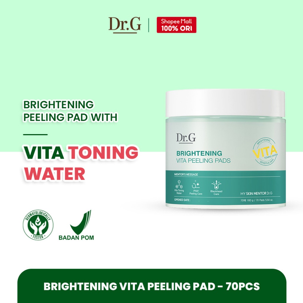 Dr.G Brightening Vita Peeling Pad - 70pcs | Mild Gentle Exfoliator Mencerahkan Menenangkan Kulit Sen