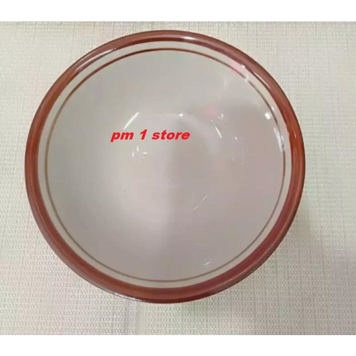 Mangkok Keramik 1 Lusin Aesthetic Ukuran 18 cm List Coklat