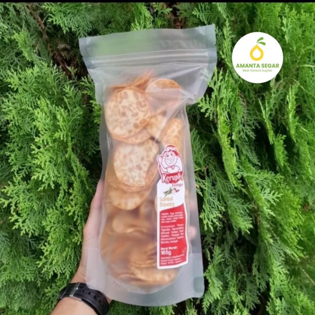 

Kerupik / Keripik Tempe Sambal Bawang Pedas Oven Mini Berat 165 Gram