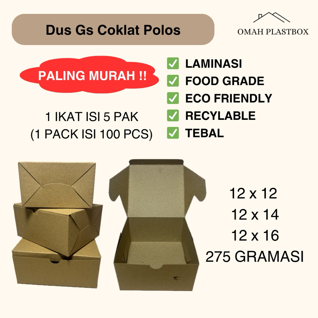 

Dus Snack Kue Coklat Polos 50 pcs - Box Makanan Kue