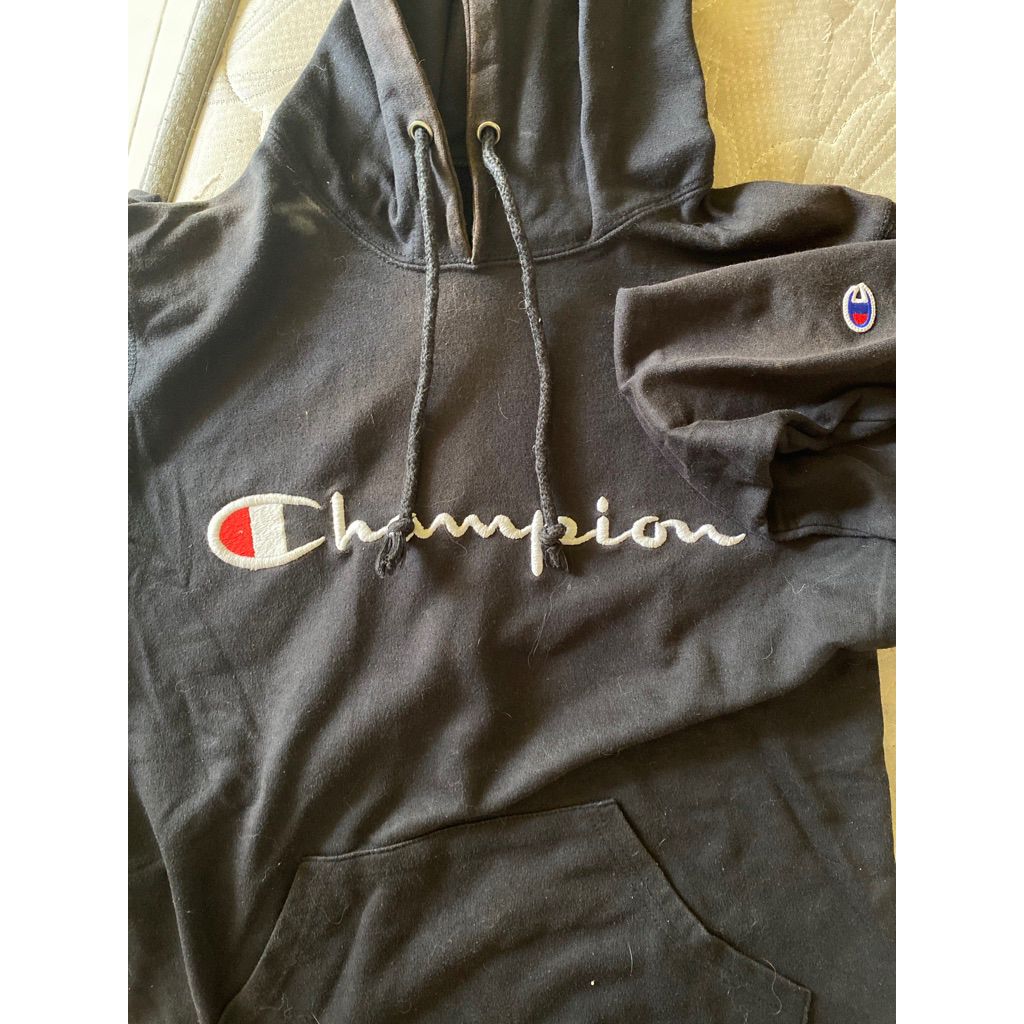 champion hoodie black bordir size M original