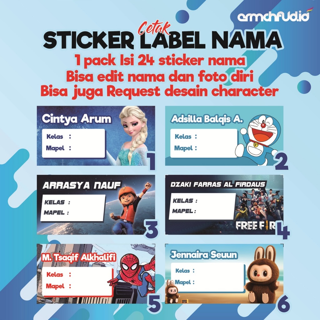 

Stiker label nama buku mata pelajaran karakter sticker nama mapel sticker nama buku custom murah