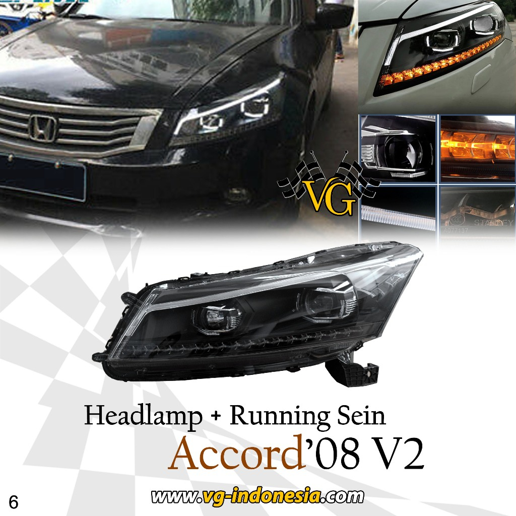 Headlamp Accord 2008 - 2012 V2 Kanan & Kiri Lampu Depan Accord