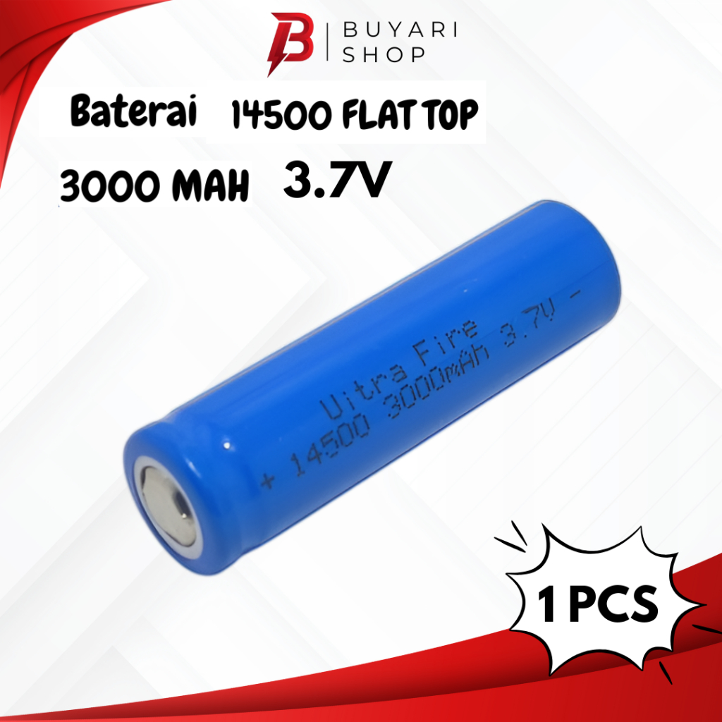 Baterai AA 14500 FLAT TOP Rechargeable 3000mAh 3.7V  Baterai Cas Isi Ulang 14500 FLAT TOP 3.7V