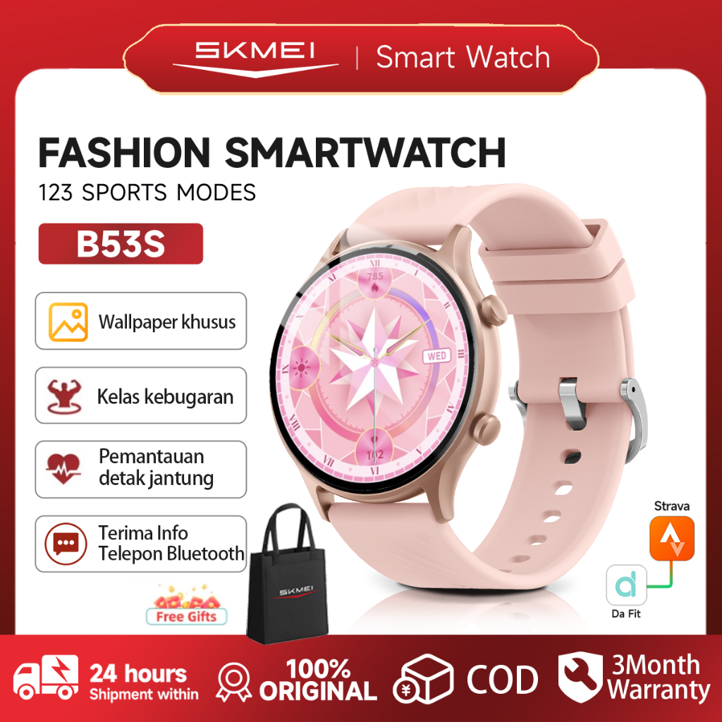 SKMEI B53S Jam Tangan Sentuh 1.39 inch Wanita Sport Tracker Jam  Deteksi Tekanan Darah Oksigen Darah