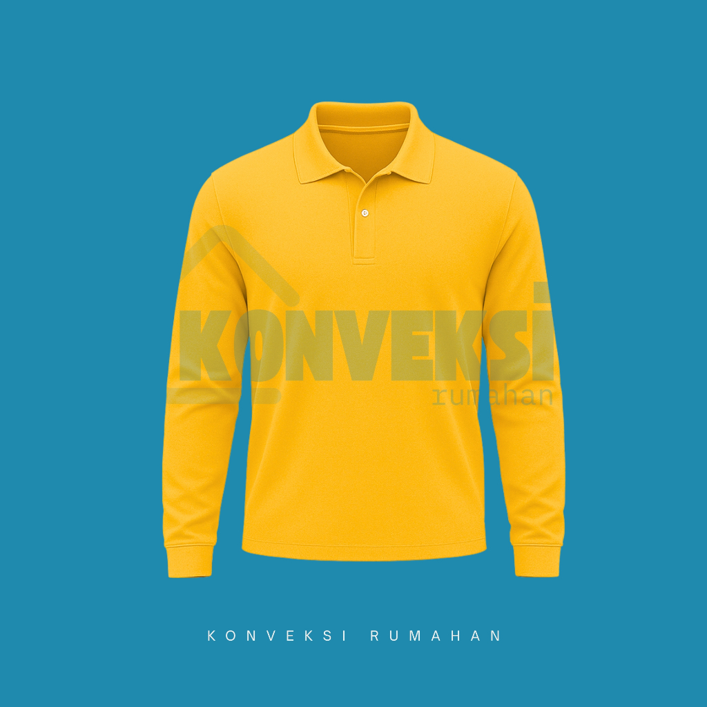 kaos kerah panjang [kuning polos] / kaos kerah pria / kaos kerah panjang / wangky panjang