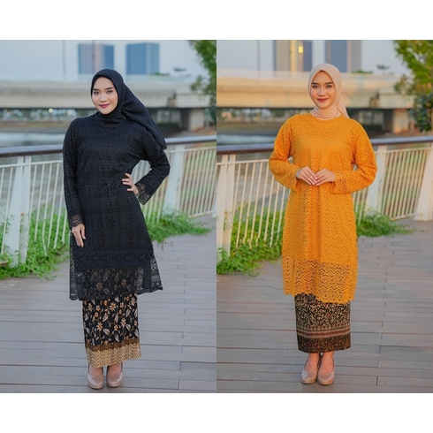 PROMO KEBAYA BRUKAT TUNIK GAMIS MUSLIM MODERN WARNA PUTIH ATASAN JUMBO GREY