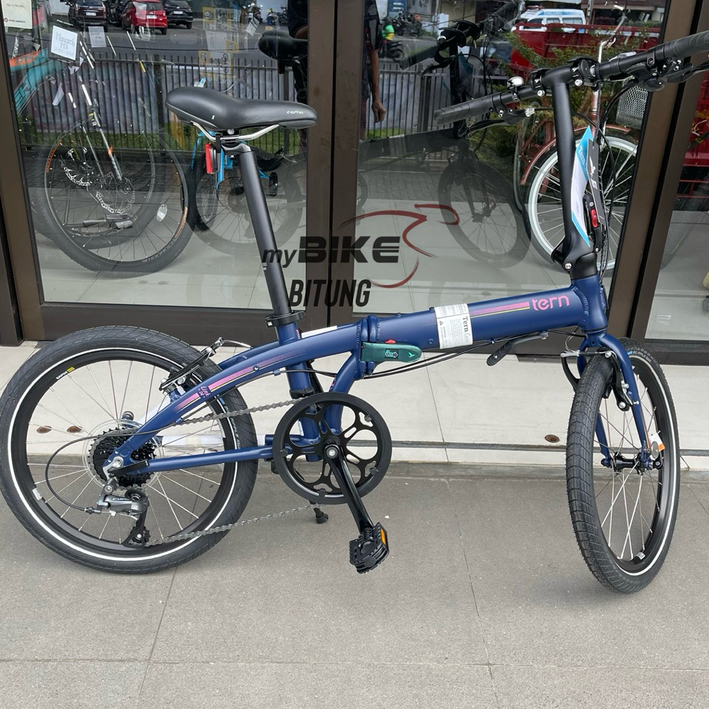 Tern Link D8 20" 406 Folding Bike Sepeda Lipat - Matte Blue Magenta