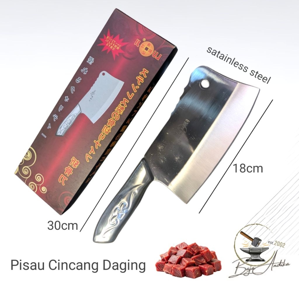 Pisau Dapur Cincang Daging LUJI Bahan Stainless Anti Karat