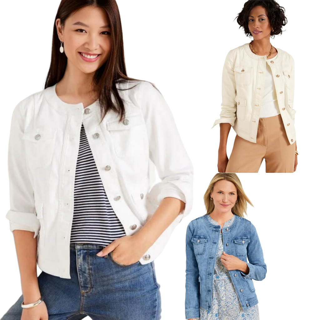 Jacket Talbots Fashion Collarless Denim Jackets