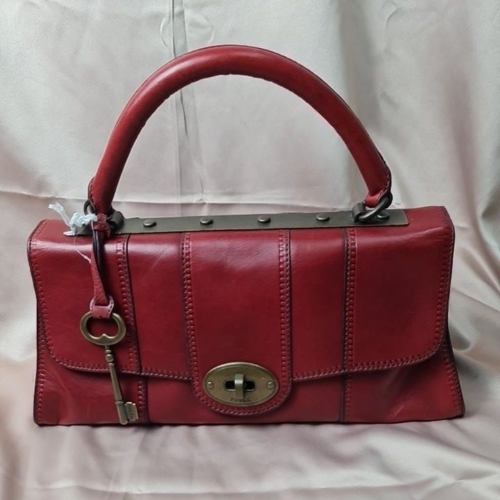 OCIL VINTAGE POCIL VRV FRAME TOP HAND FLAP BRICK RED TURN LOCK FLAP NWT AUTENTHIC