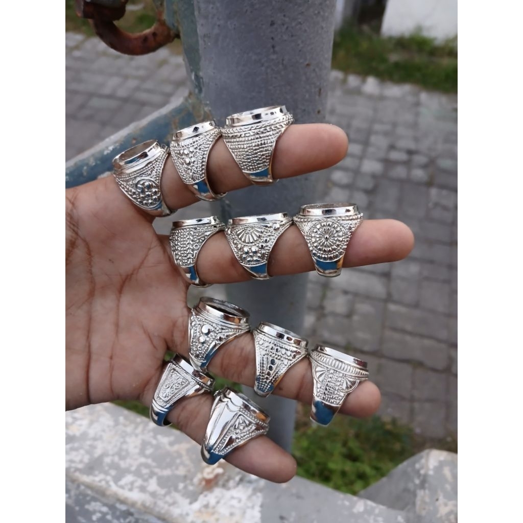 Ring Emban Cincin Alpaka Super Motif Minimalis Dan Ukir