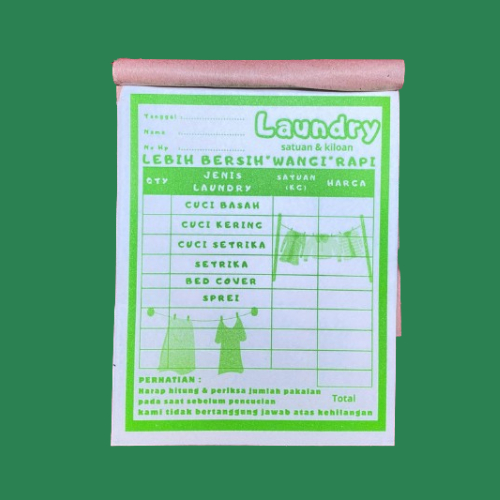 

NOTA LAUNDRY 2 ply / 2 rangkap warna warni motif jemuran