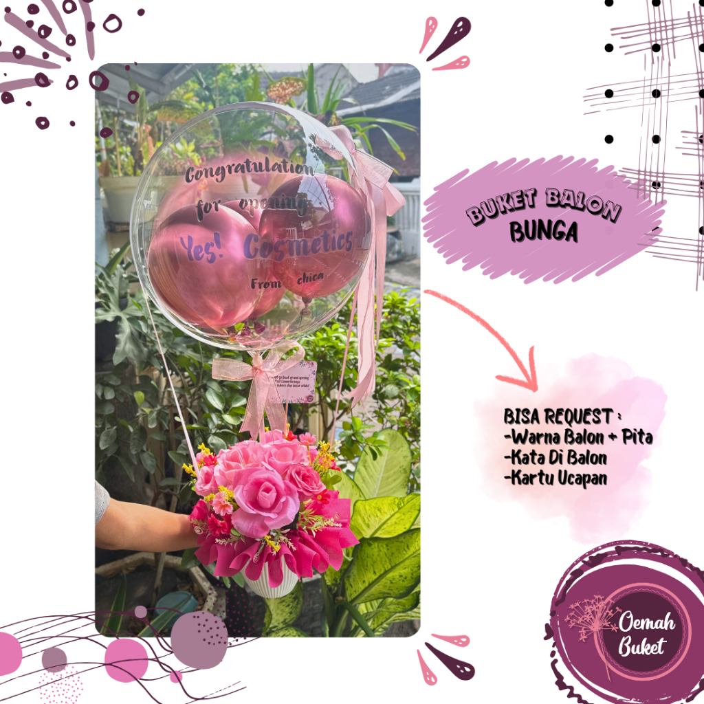 Buket Balon Bunga | Buket Bunga | Buket Wisuda | Hadiah Wisuda | Buket Balon Opening | Hadiah Balon 