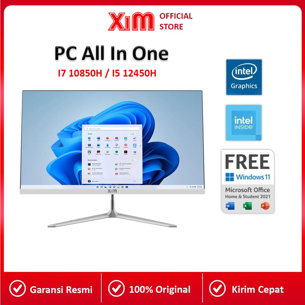 Terlaris XiminKomputer Full Pc All-In-One Baru Intel Core I5-3320 I7-10850H I7Terbaru Hd Super Tipis