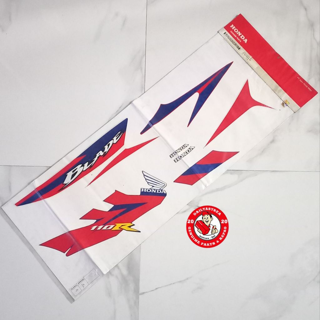LIS STICKER STRIPING BODI BODY MERAH CHAMPION BLUE HONDA BLADE 110 LAMA ORIGINAL AHM 871X0-KWB-920ZF