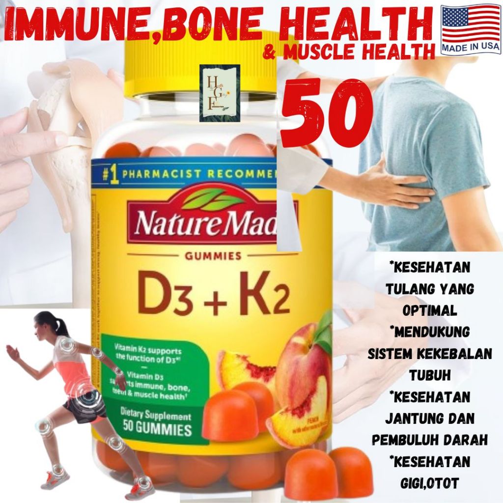 Nature Made Vitamin D3 K2 Gummies / Nature Made D3 K2 50 gummies