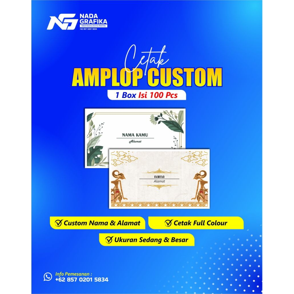 

AMPLOP CUSTOM 1 BOX ISI 100 PCS FREE CUSTOM DESIGN