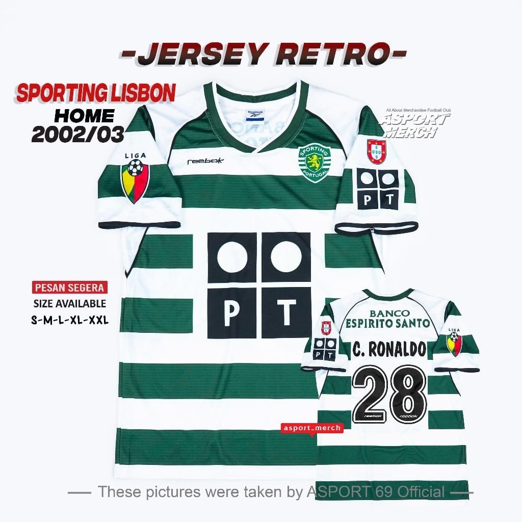 JERSEY RETRO SPORTING LISBON HOME 2002 2003 JERSI SPORTING LISBON HOME 02 03