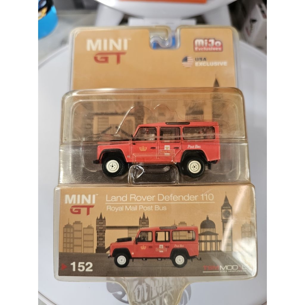 MINI GT #152 Land Rover Defender 110 Royal Mail Post Bus, MiJo Exclusive USA Exclusive edition